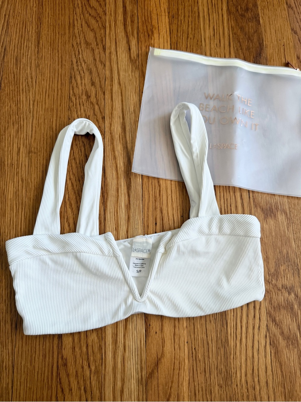 LSpace white lee lee V plunge bikini top Small